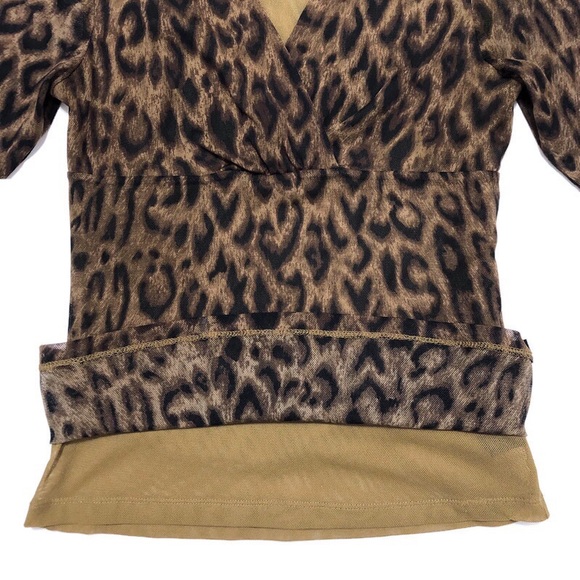 CHAPS | Leopard Print Black Brown V-Neck Top |Sz M - Picture 11 of 14